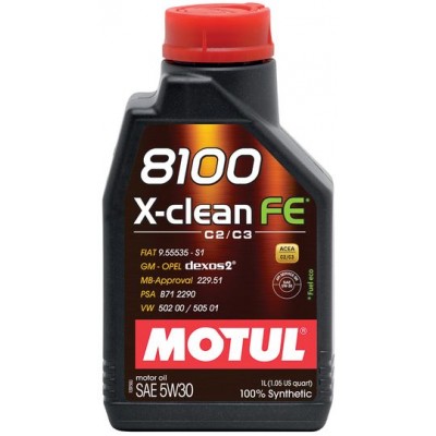 Масло моторное синтетика 5W30 (MOTUL) X-clean FE 1L, 104775, 814101, 8100