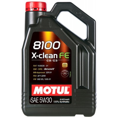 Масло моторное синтетика 5W30 (MOTUL) X-clean FE 4L, 104776, 814107, 8100